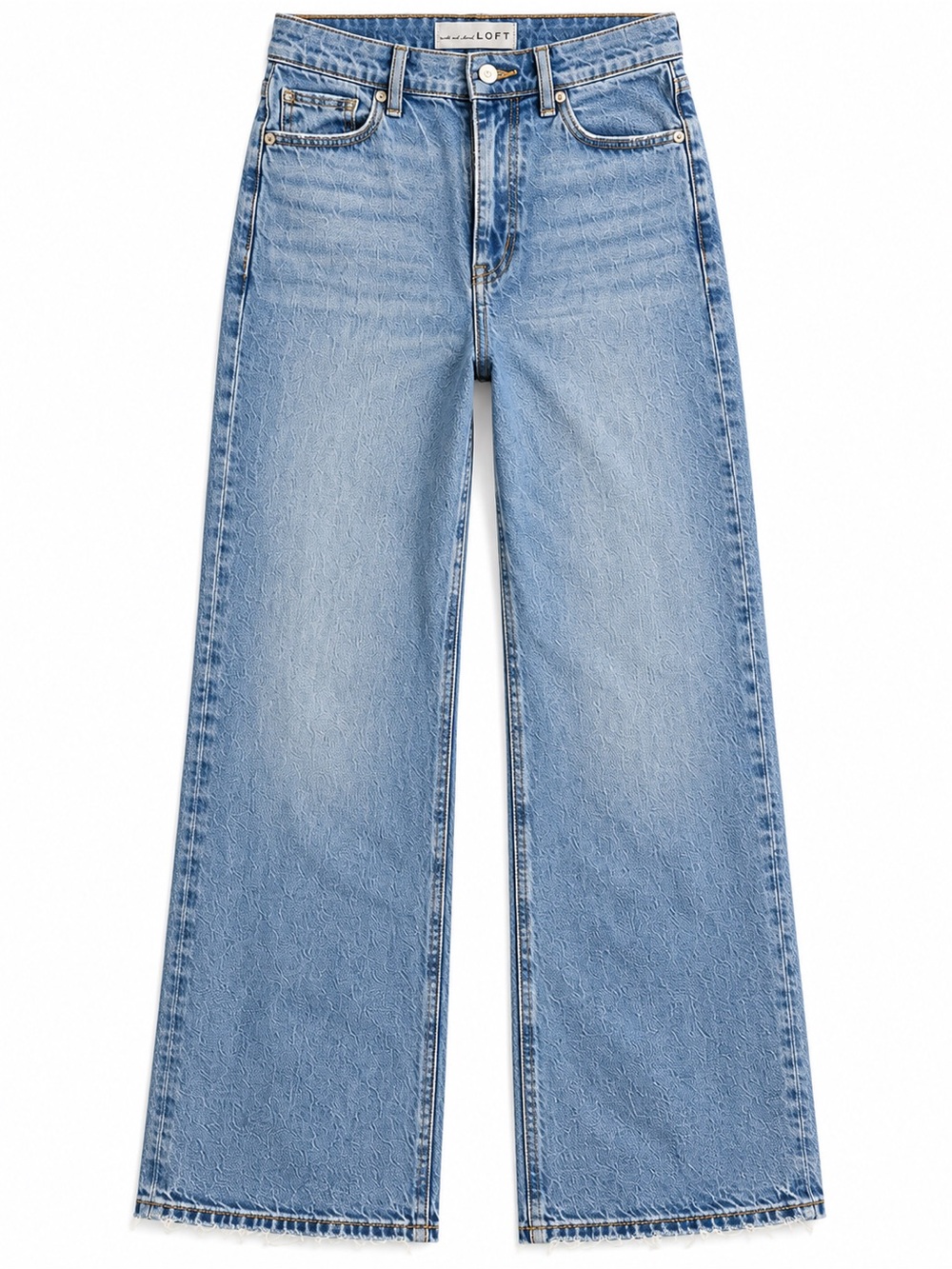 LOFT The Wide Leg Jeans Light Wash Denim Size 24 High Rise